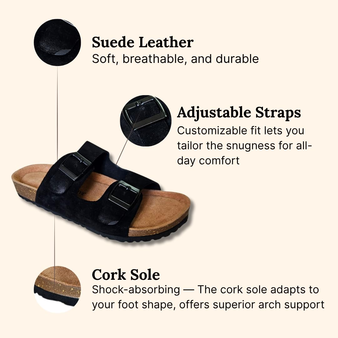 Men Suede Leather Sandals | Cushioned Footbed | Comfortable | Casual Slip-on Slippers - Image 2
